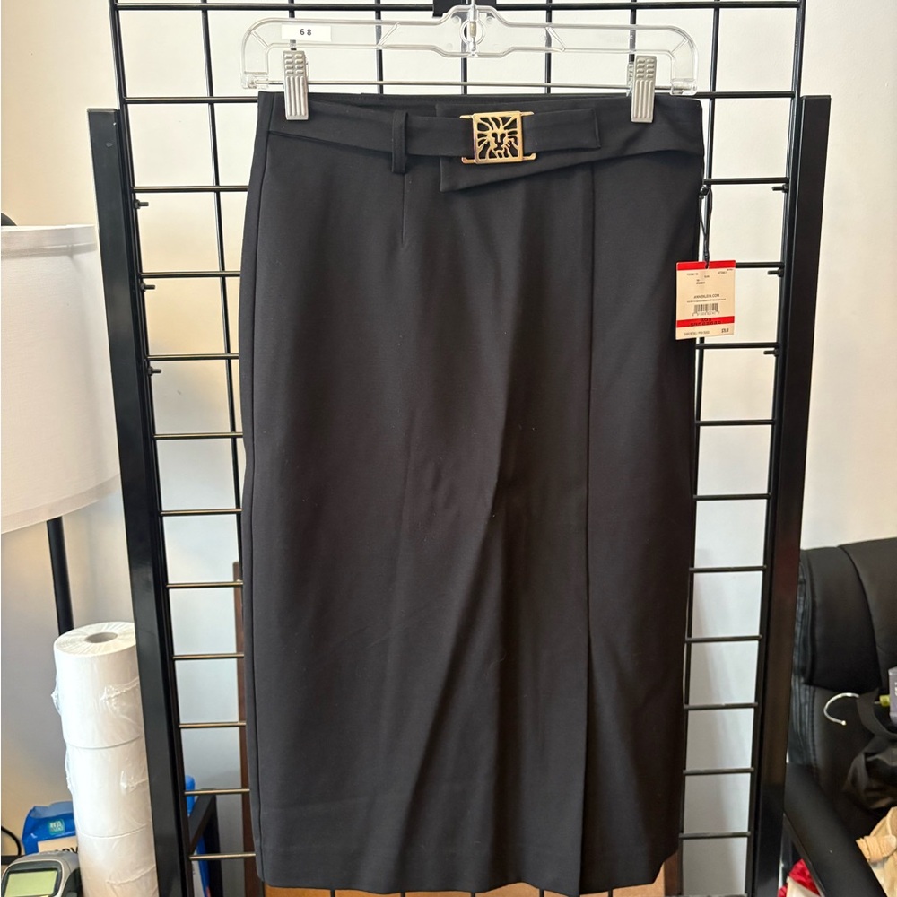Anne Klein Black Pencil Skirt with Belt Detail